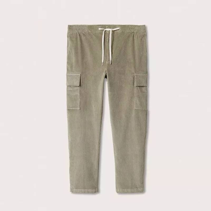 Casual Fit Men Corduroy Soft Men Trousers Elastic Waistband Jogger With Pockets Sweatpants